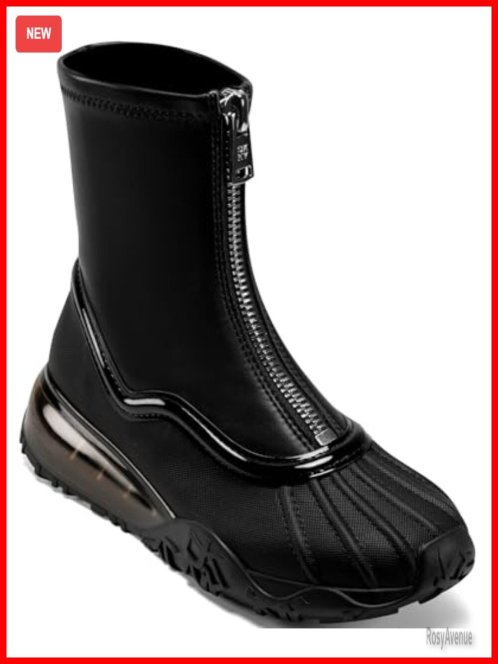 Leather Ankle Bootie with Block Heel and Zip Closure